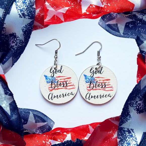 Election Day God Bless America Earrings - Picture 4 of 4